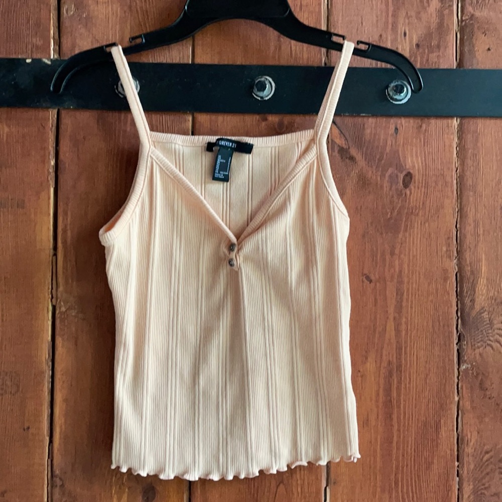 Forever 21, Peach, crop, spaghetti strap tank top
